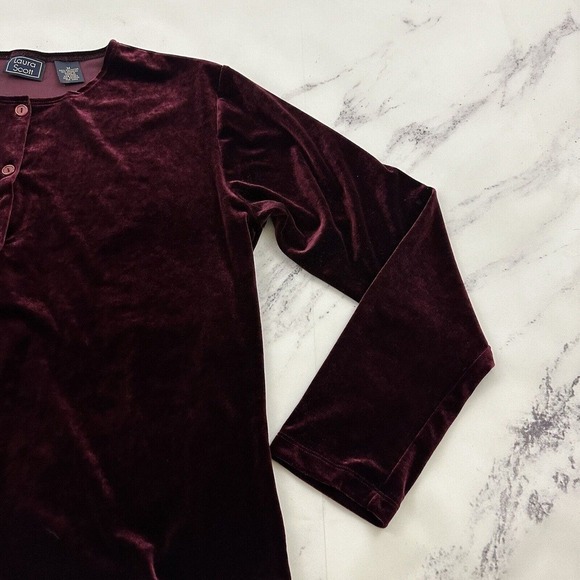 Laura Scott Womens Vintage Velvet Cardigan Sweater Size M Dark Purple Whimsygoth - Picture 3 of 11